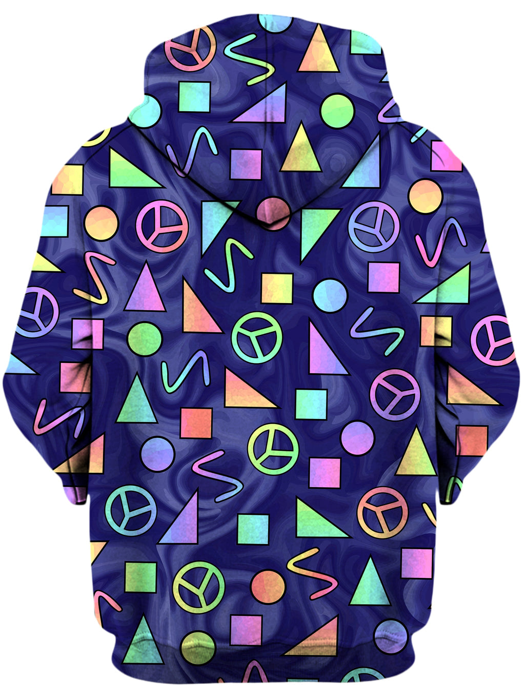 Retro Shapes Peace Symbols Blue Unisex Hoodie Sartoris Art Epic Hoodie