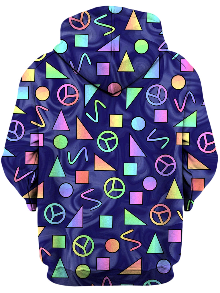 Retro Shapes Peace Symbols Blue Unisex Hoodie