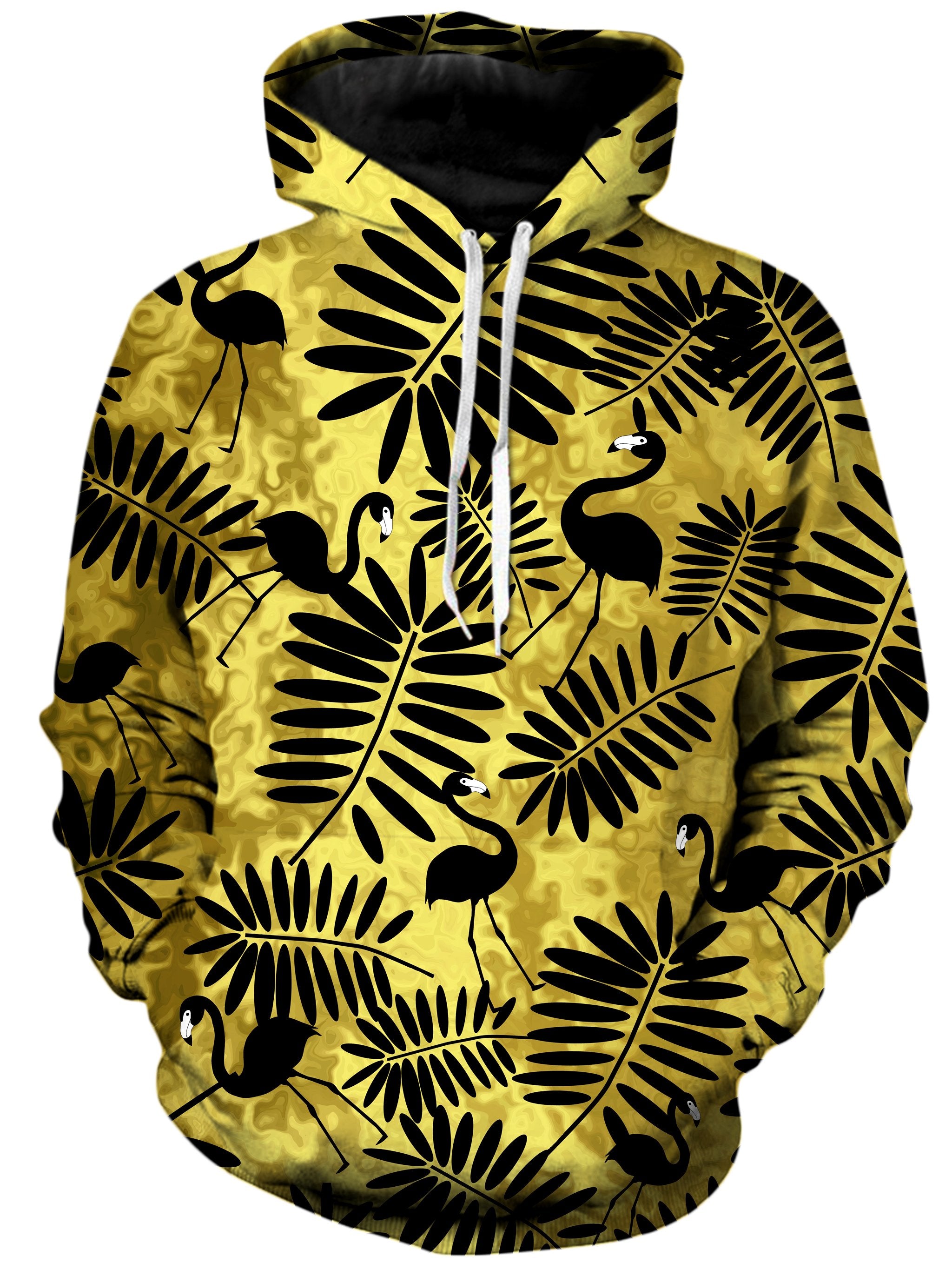 Tropical Black Flamingos Unisex Hoodie Sartoris Art Epic Hoodie