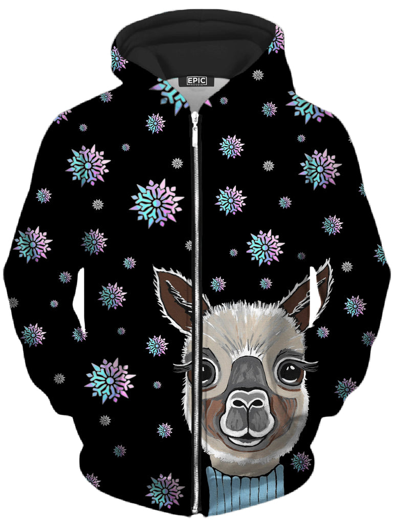 Sartoris Art - Alpaca Christmas Unisex Zip-Up Hoodie