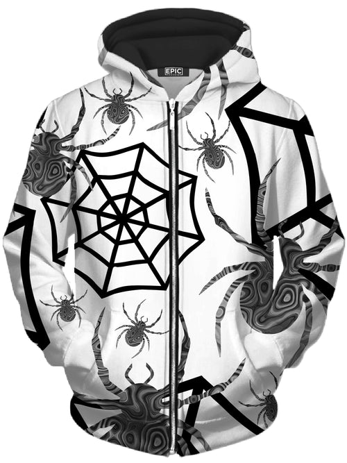 Black & White Halloween Unisex Zip-Up Hoodie Sartoris Art Epic Hoodie