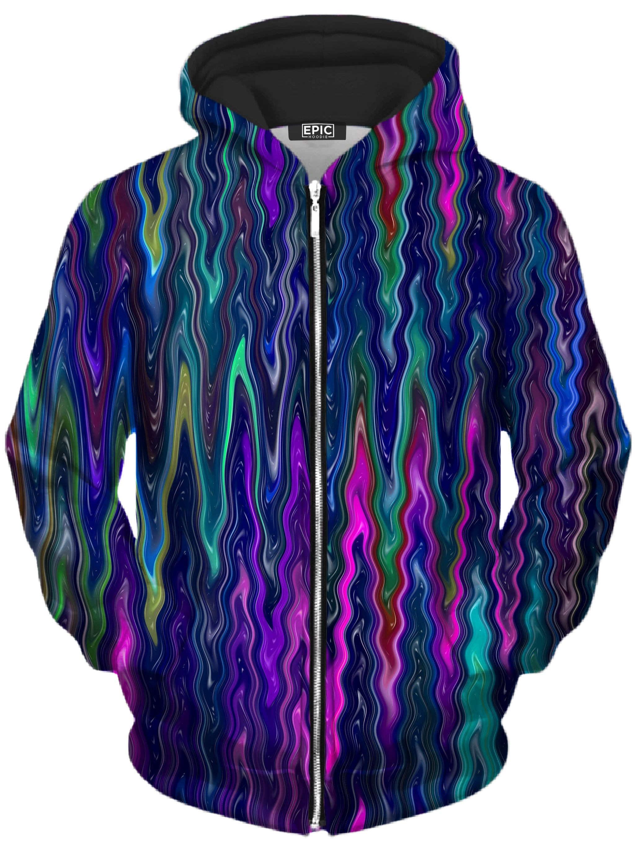 Cosmic Vibrations Unisex Zip-Up Hoodie Sartoris Art Epic Hoodie