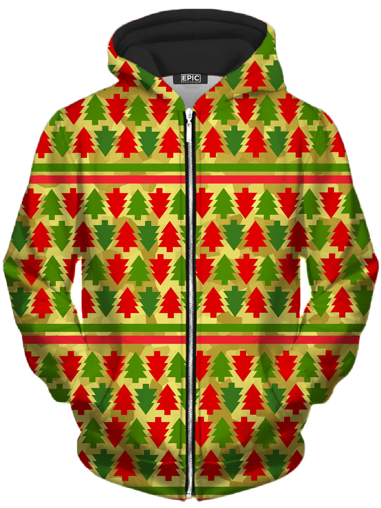 Sartoris Art - Festive Christmas Trees Unisex Zip-Up Hoodie