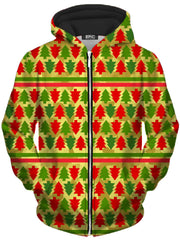 Festive Christmas Trees Unisex Zip-Up Hoodie