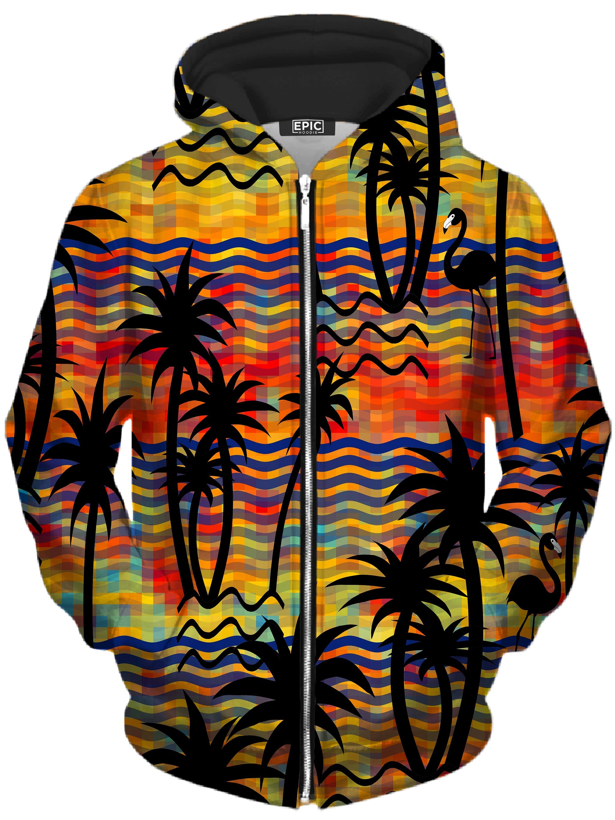 Flamingo Island Unisex Zip-Up Hoodie Sartoris Art Epic Hoodie