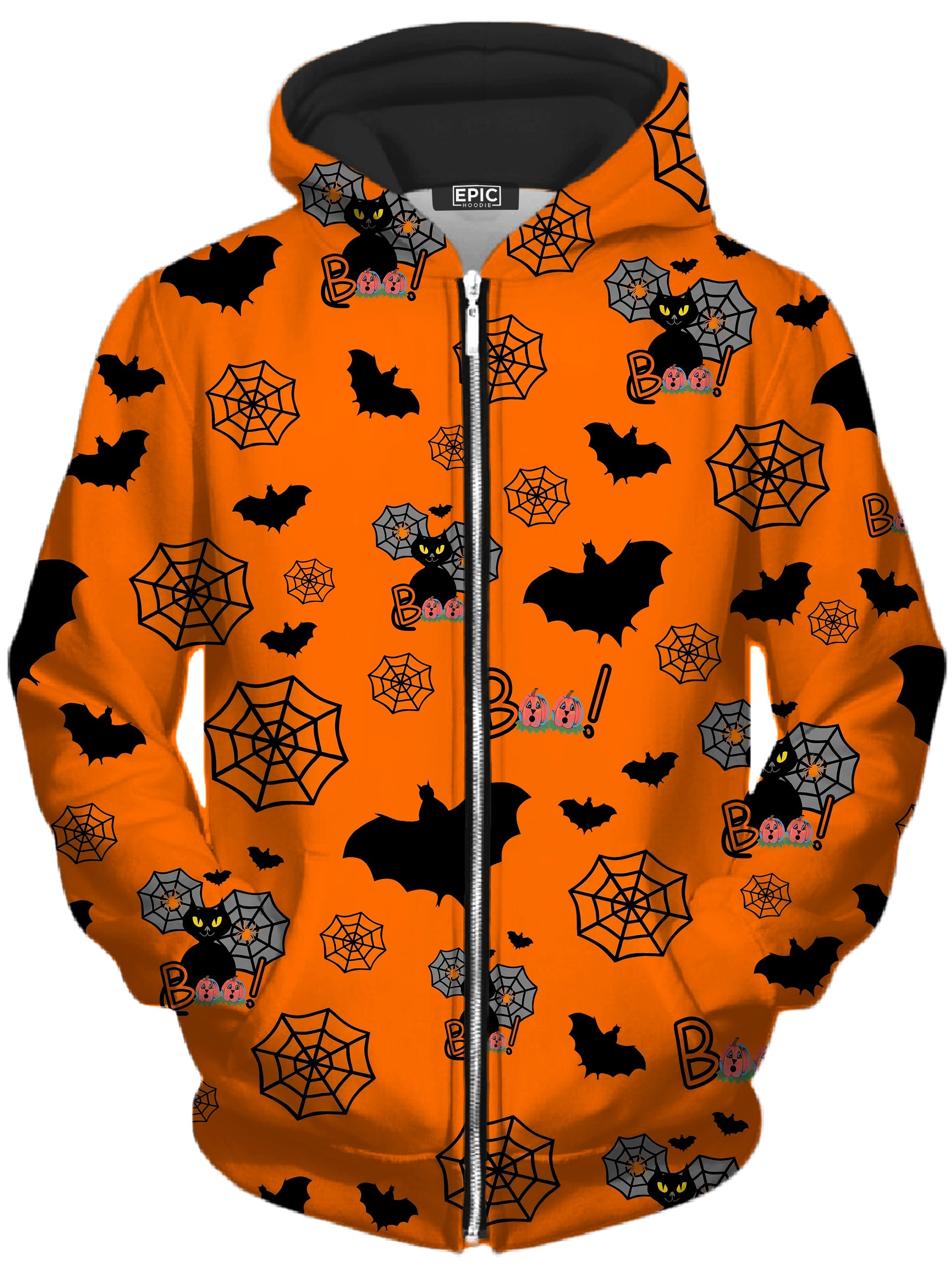 Halloween Black Cats Unisex Zip-Up Hoodie Sartoris Art Epic Hoodie