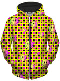 Happy Plaid Unisex Zip-Up Hoodie Sartoris Art Epic Hoodie
