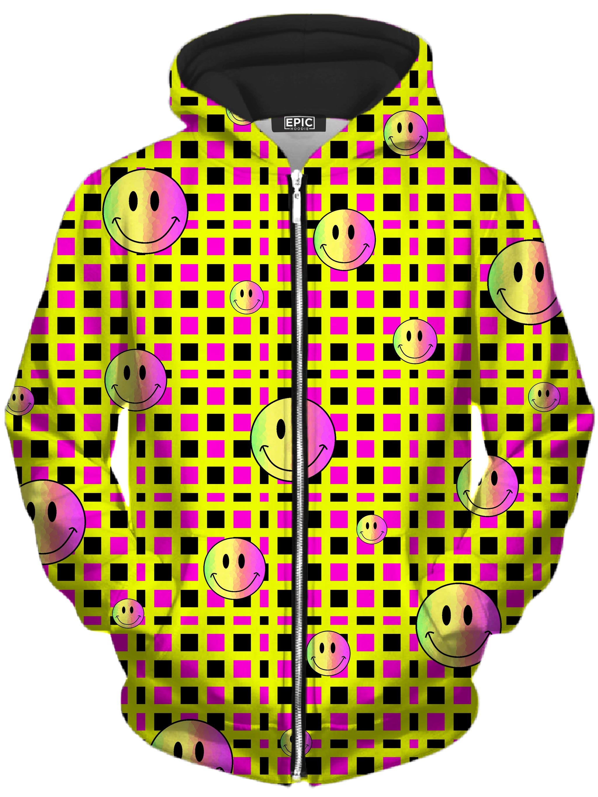 Happy Plaid Unisex Zip-Up Hoodie Sartoris Art Epic Hoodie