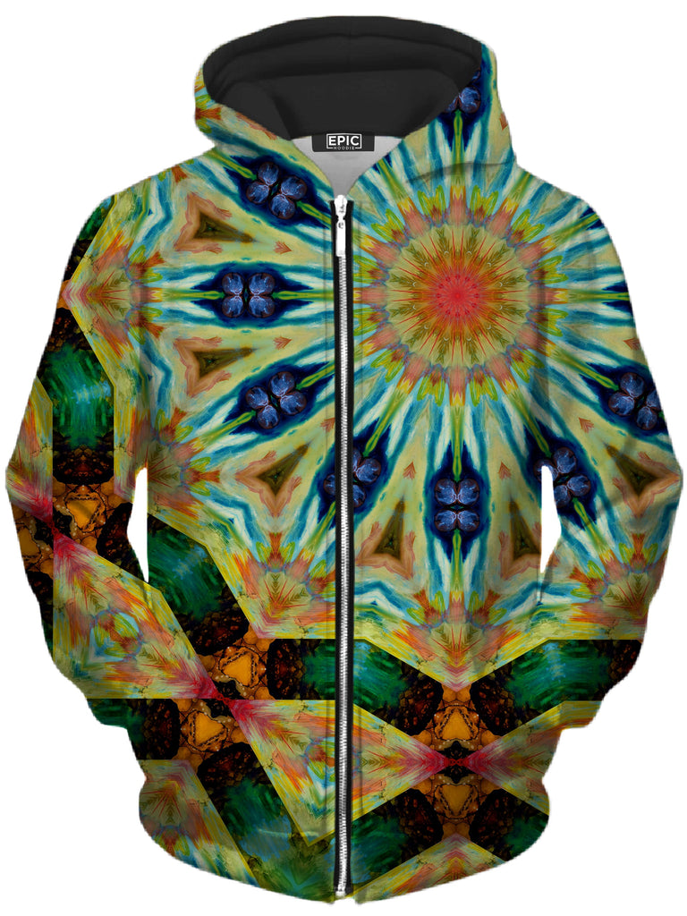 Sartoris Art - Peacock Spin Unisex Zip-Up Hoodie