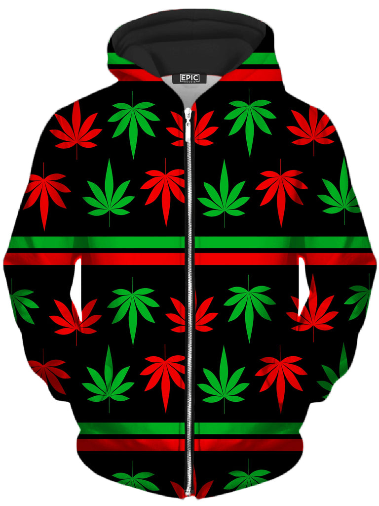 Sartoris Art - Red And Green Festive Bud Unisex Zip-Up Hoodie