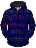 Techno Equalizer Bars Unisex Zip-Up Hoodie Sartoris Art Epic Hoodie