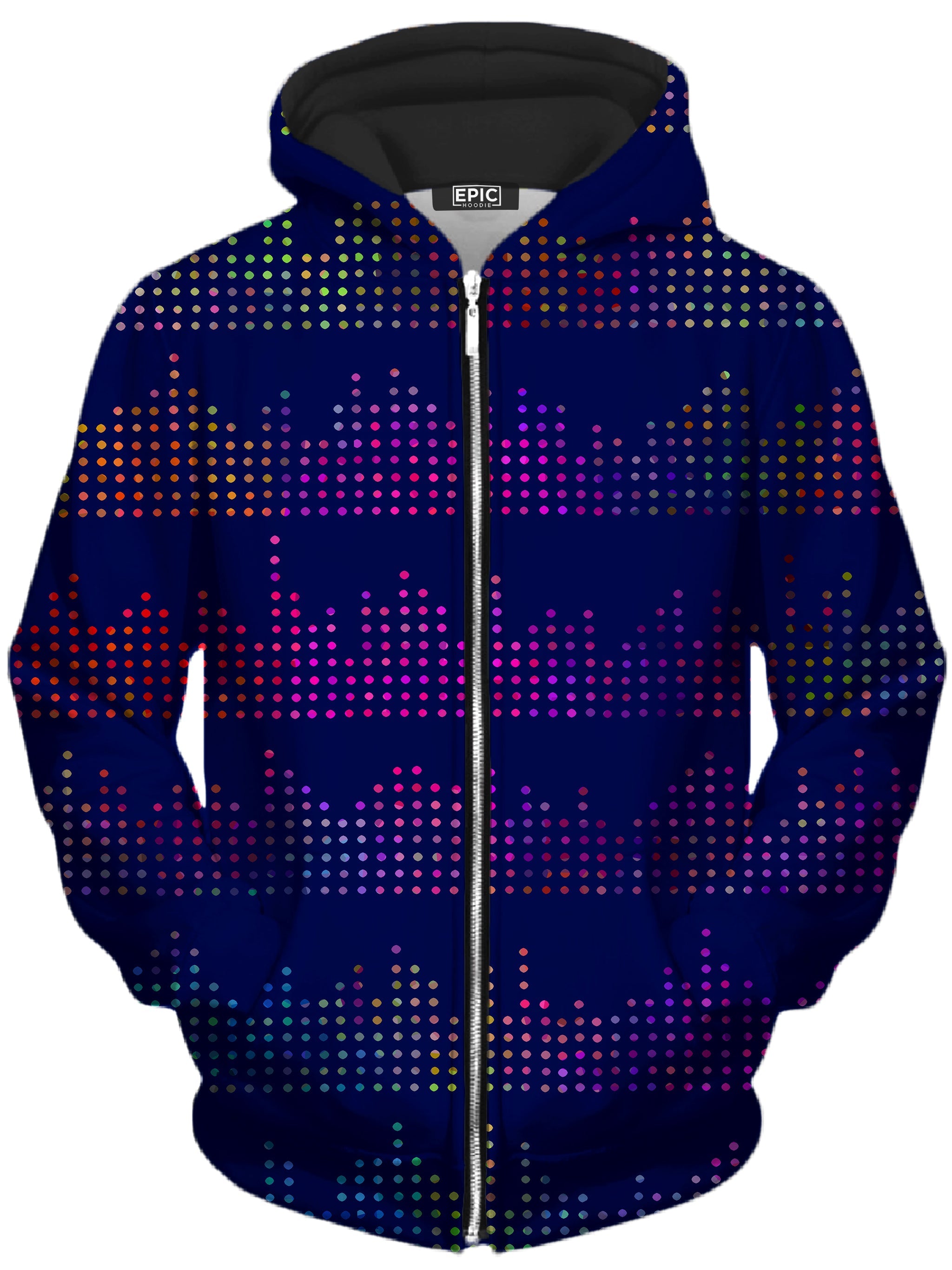 Techno Equalizer Bars Unisex Zip-Up Hoodie Sartoris Art Epic Hoodie