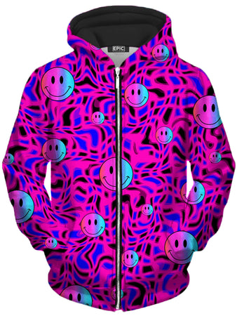 Sartoris Art - Trippy Smiles Unisex Zip-Up Hoodie