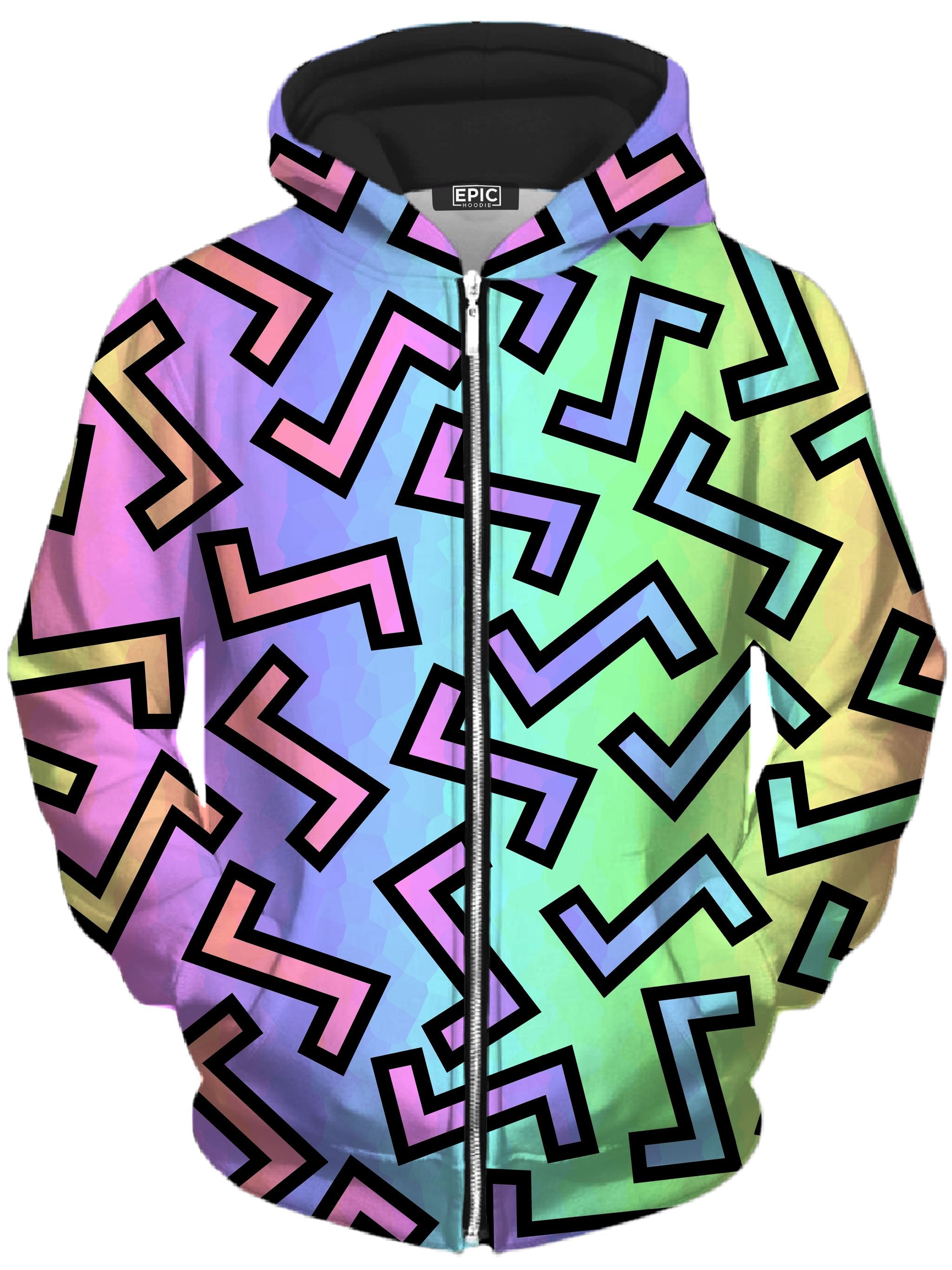 80s Rainbow Unisex Zip-Up Hoodie Sartoris Art Epic Hoodie