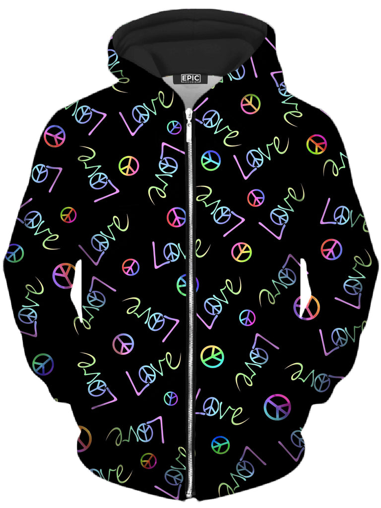 Sartoris Art - Peace and Love Unisex Zip-Up Hoodie