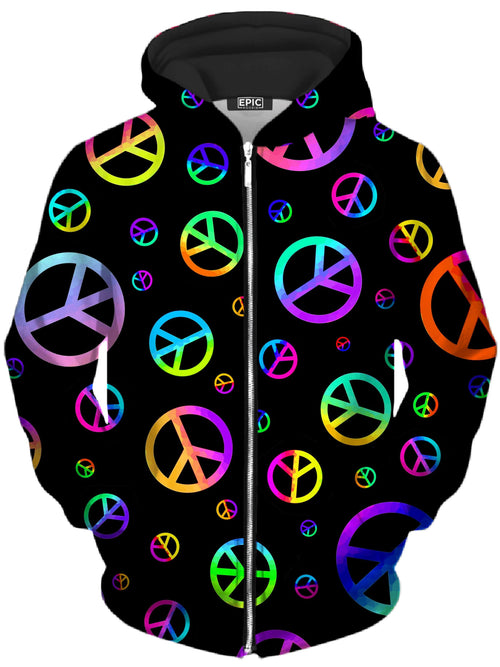 Signs of Peace Unisex Zip-Up Hoodie Sartoris Art Epic Hoodie