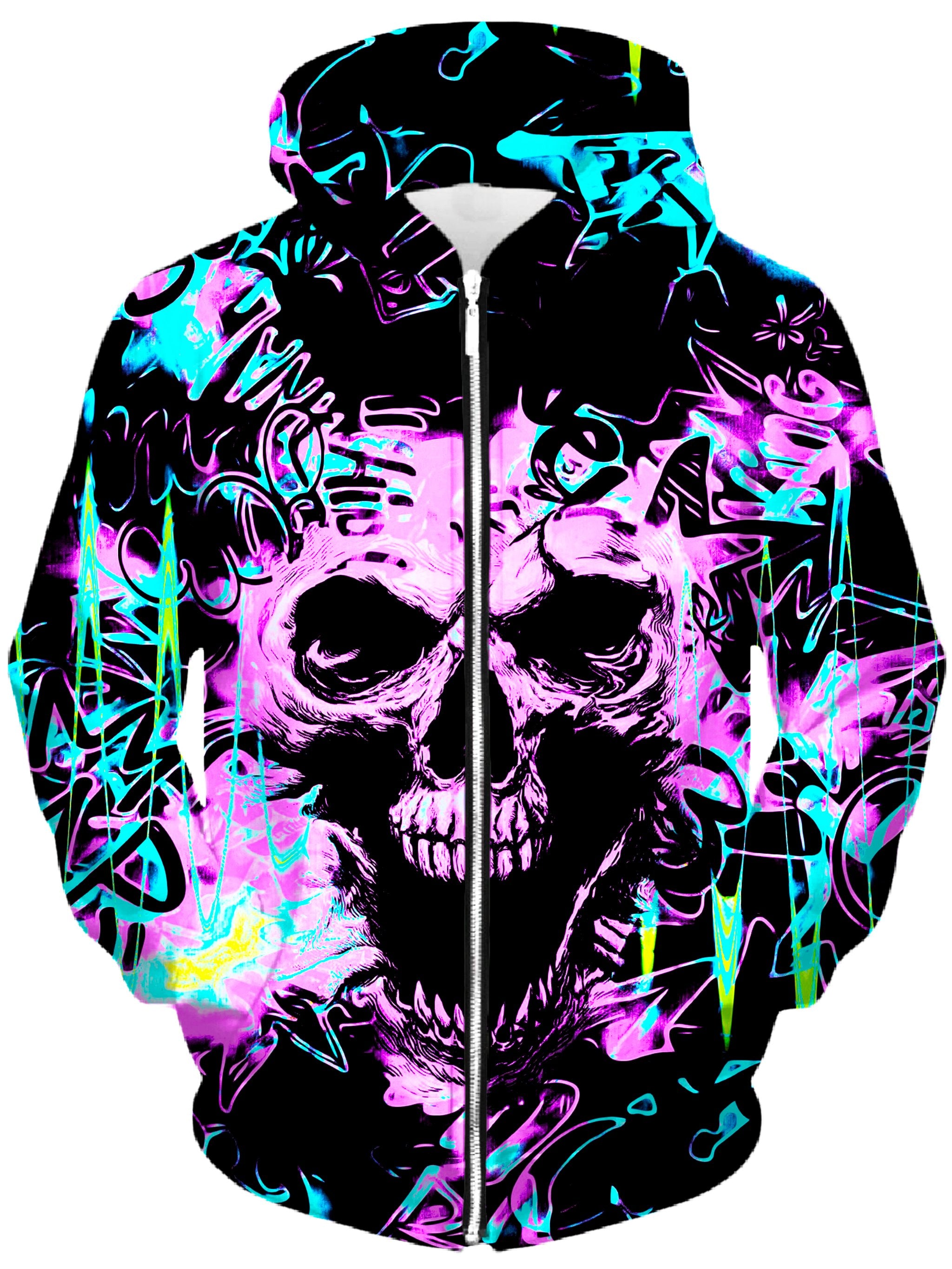 Skull Graffiti Unisex Zip-Up Hoodie Big Tex Funkadelic Epic Hoodie