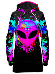 Splatter Alien Pink Hoodie Dress, BrizBazaar, T6 - Epic Hoodie