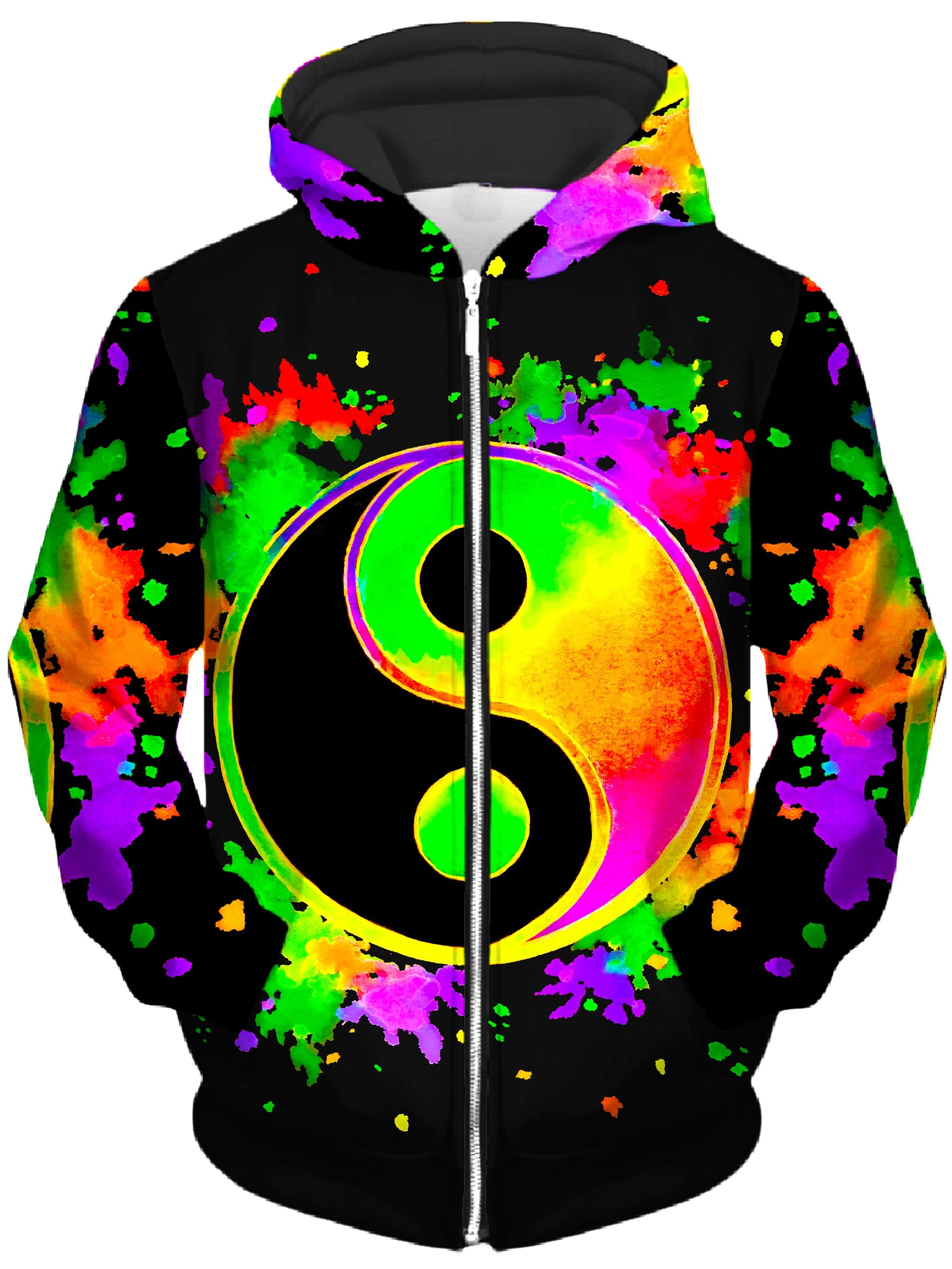 Splatter Yin Yang 2 Unisex Zip-Up Hoodie BrizBazaar Epic Hoodie