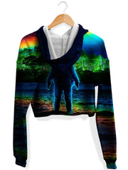 Forest Neon Rainbow Fleece Crop Hoodie