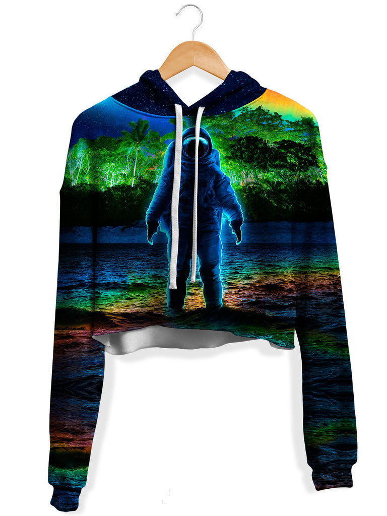 Think Lumi - Forest Neon Rainbow Fleece Crop Hoodie