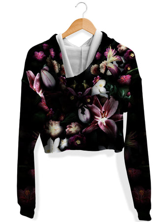 Yantrart Design - Blooming Teal Fleece Crop Hoodie