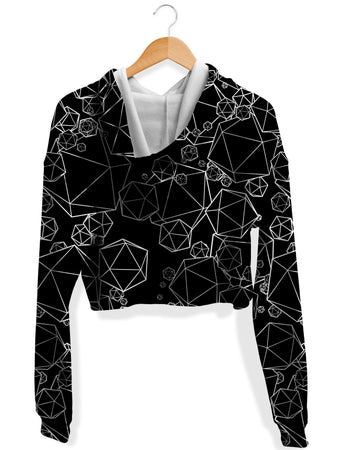 Yantrart Design - Icosahedron Madness Black Fleece Crop Hoodie