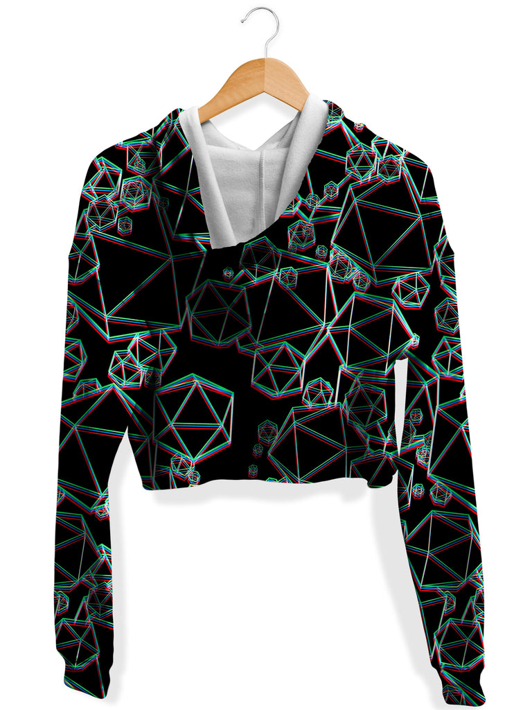 Icosahedron Madness Glitch Fleece Crop Hoodie