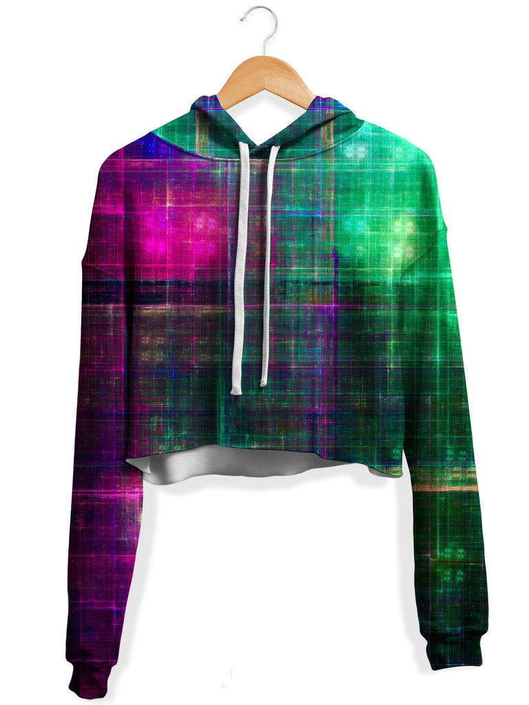 Yantrart Design - Fractal Matrix Fleece Crop Hoodie