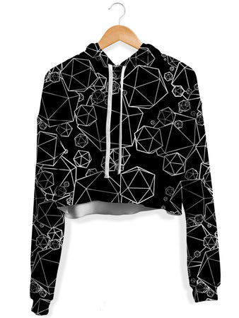 Yantrart Design - Icosahedron Madness Black Fleece Crop Hoodie