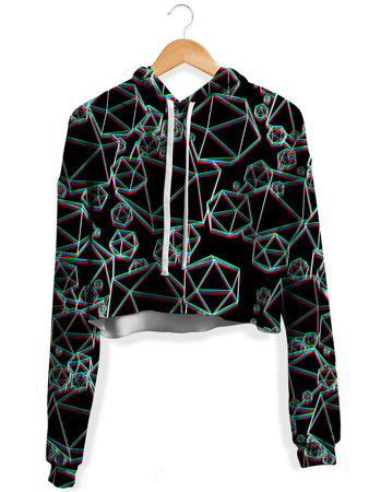 Yantrart Design - Icosahedron Madness Glitch Fleece Crop Hoodie