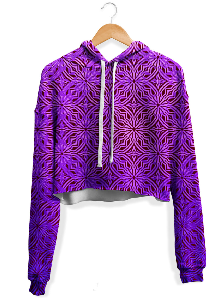 Yantrart Design - Psy Mosik Magenta Fleece Crop Hoodie