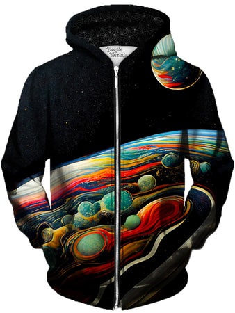 Gratefully Dyed Damen - Abstract Movement Unisex Zip-Up Hoodie