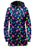 Neon Flamingos Hoodie Dress iEDM Epic Hoodie