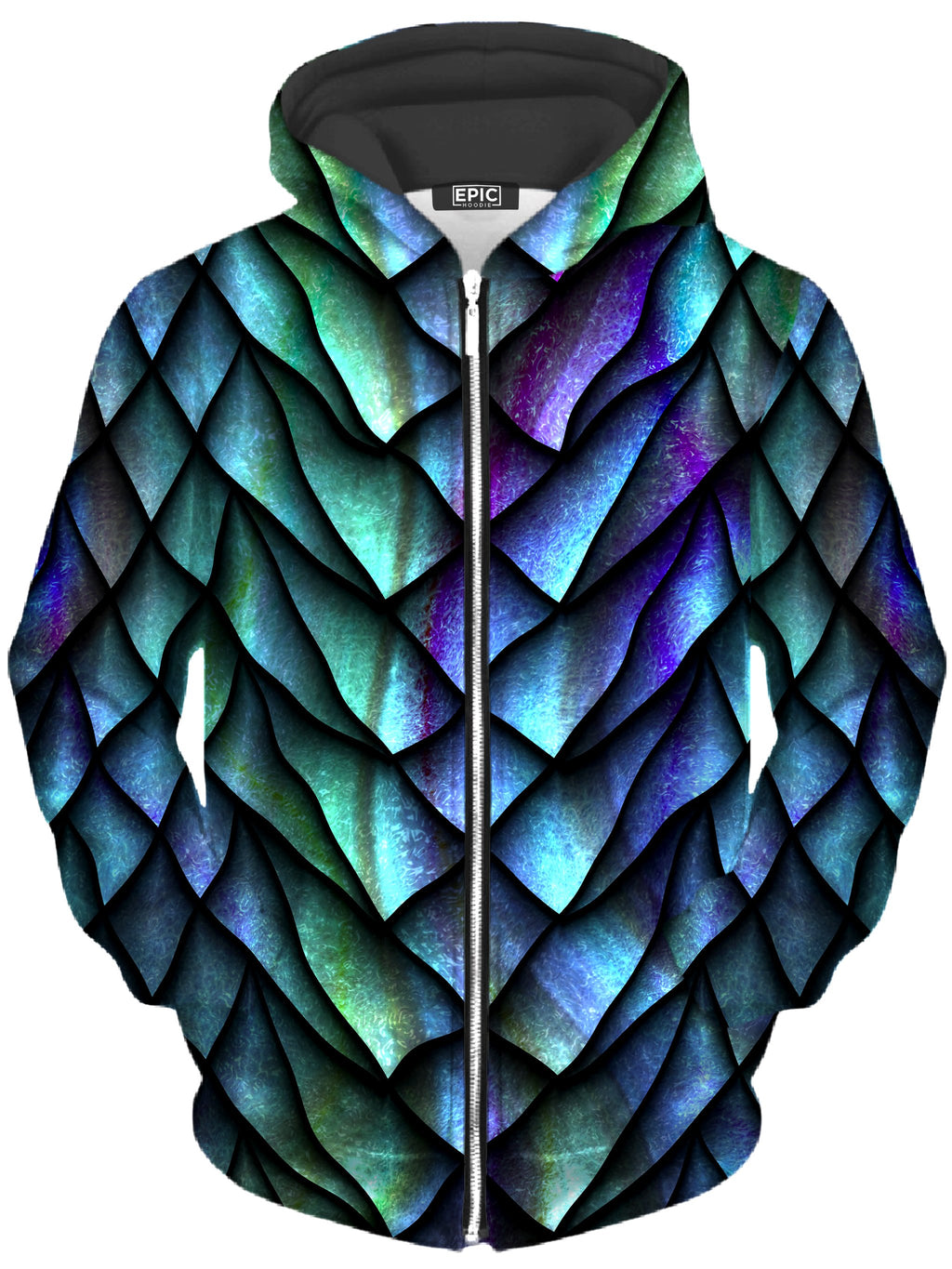 Dosed Dragon Scale Unisex Zip-Up Hoodie iEDM Epic Hoodie