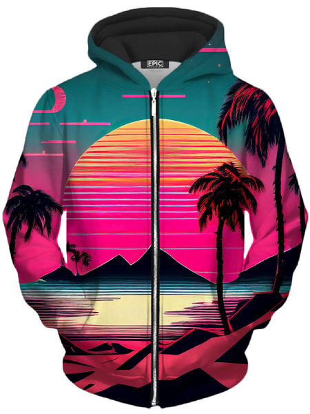 iEDM - Beach Sunset Unisex Zip-Up Hoodie