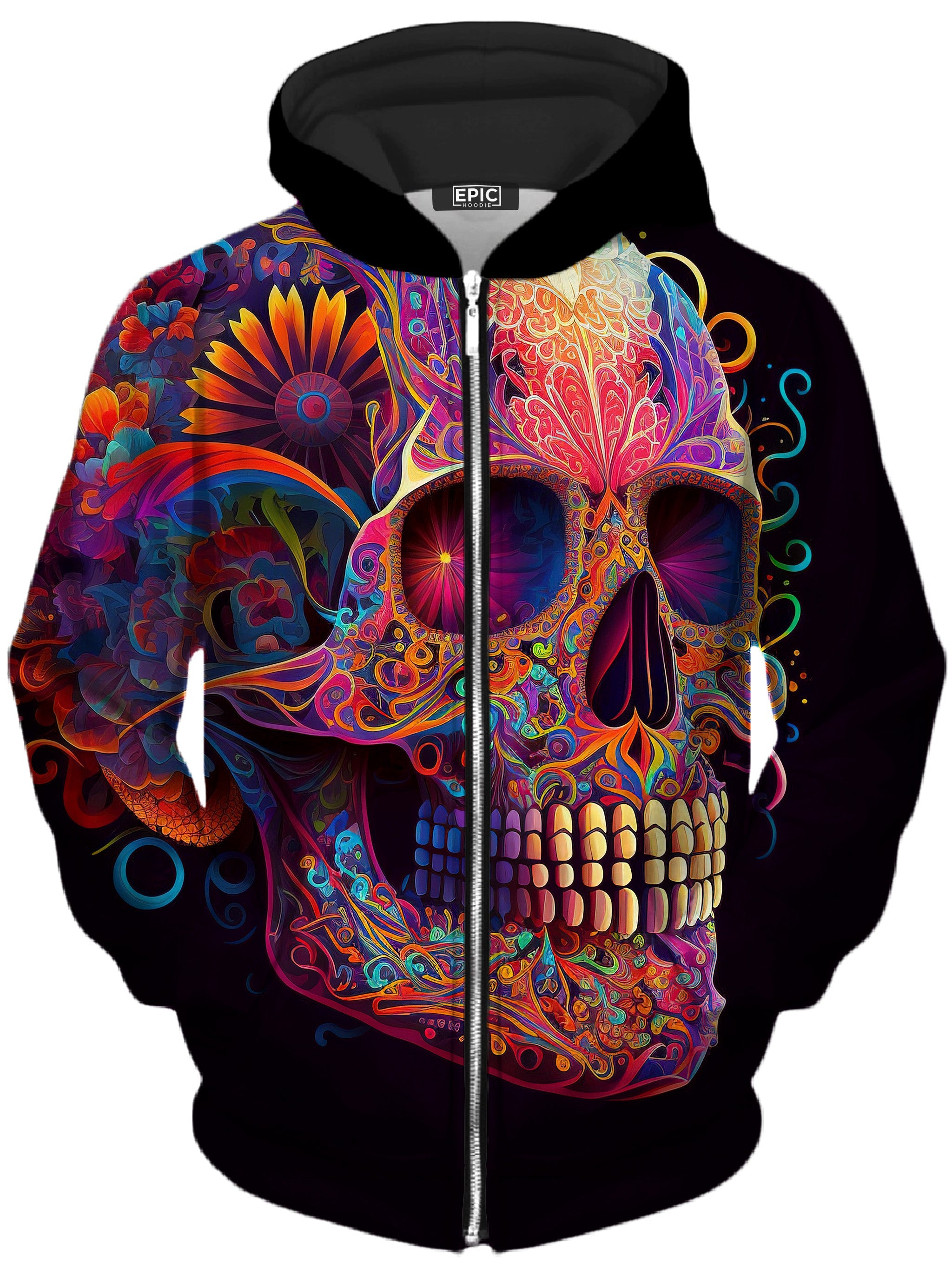 DOTD Skull Unisex Zip-Up Hoodie iEDM Epic Hoodie
