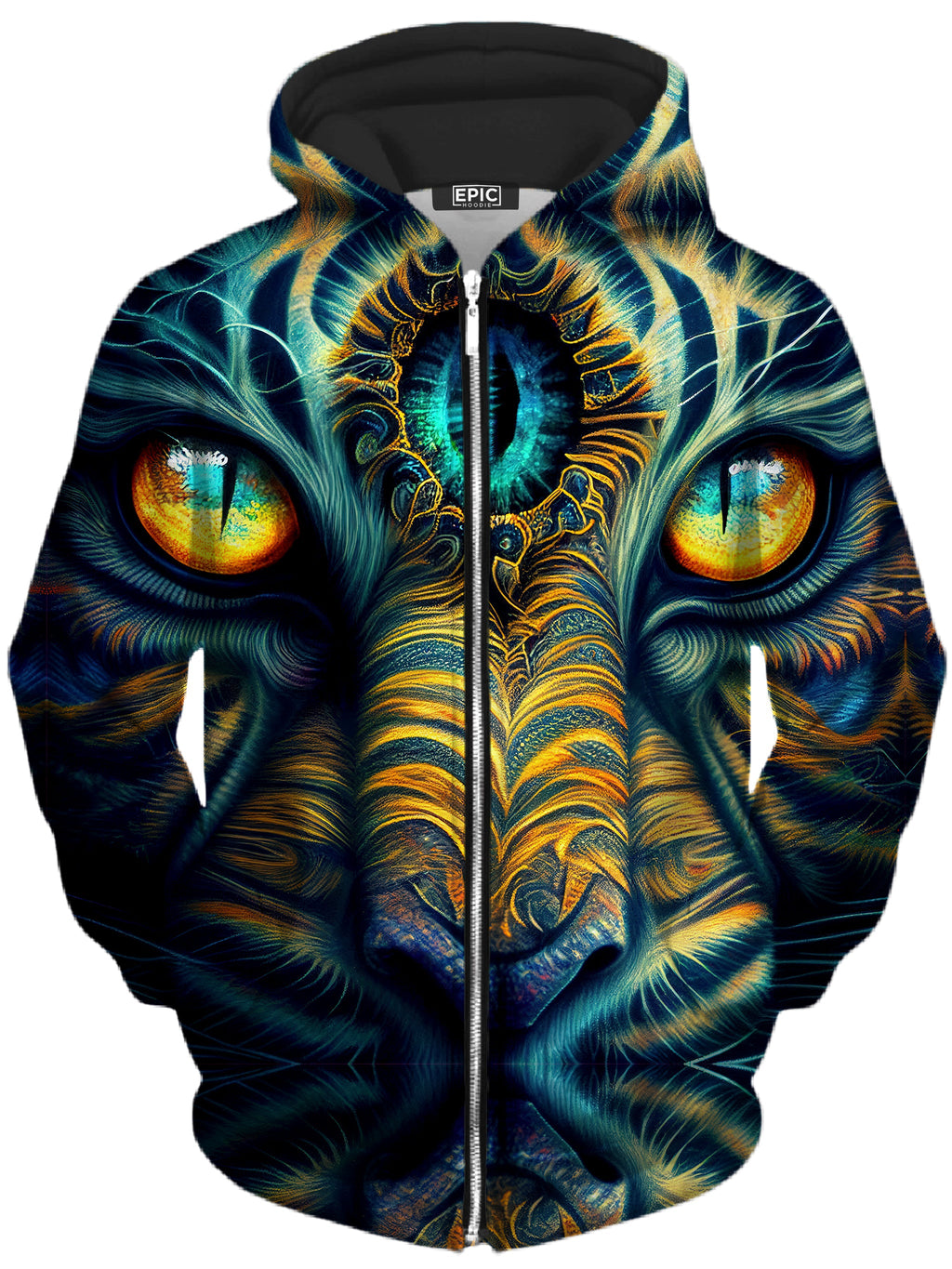 Tiger Eyes Psychedelic Unisex Zip-Up Hoodie iEDM Epic Hoodie
