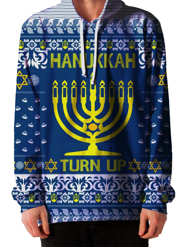 Hanukkah Turn Up Ugly Unisex Hoodie iEDM Epic Hoodie