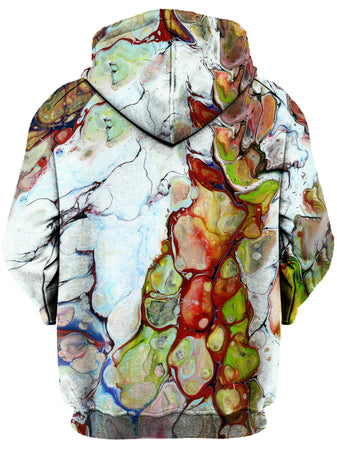 Gratefully Dyed Damen - Red Green Marble Unisex Hoodie