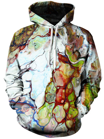 Gratefully Dyed Damen - Red Green Marble Unisex Hoodie