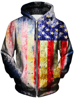 Gratefully Dyed Damen - Tattered Flag Unisex Zip-Up Hoodie